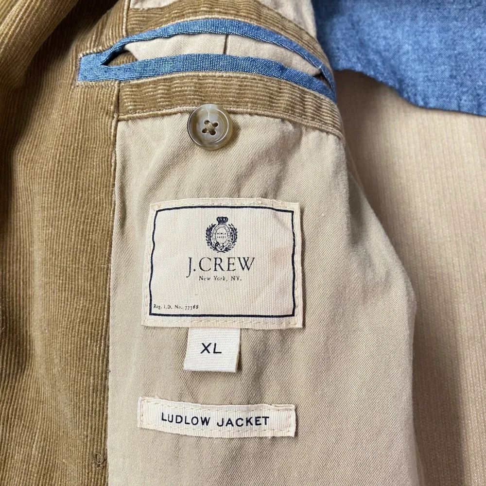 J. Crew Mens Ludlow Jacket XL Tan Corduroy Two Button Blazer Blazer